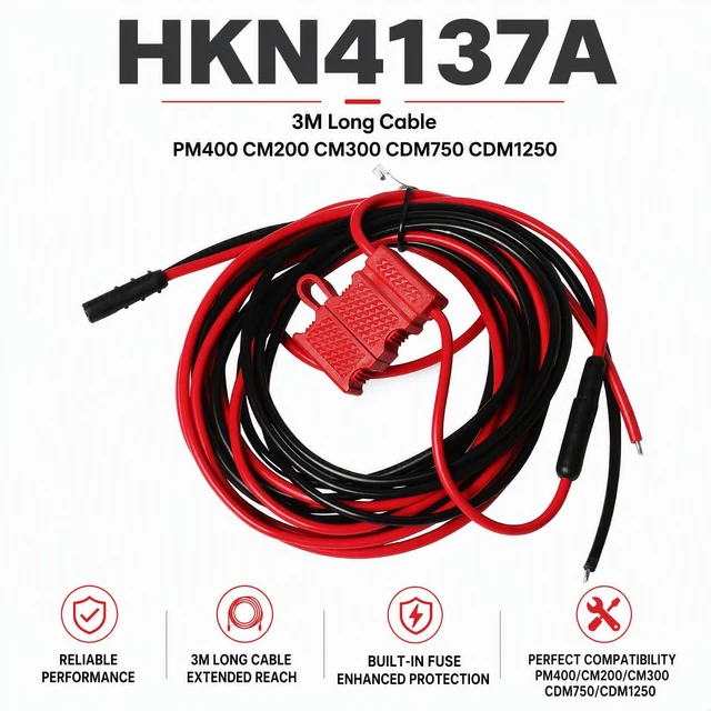 Alt view image 6 of 6 - 3M HKN4137A DC Power Cable Cord Wire for Motorola Mobile Radios For Motorola PM400 CM200 CM300 CDM750 CDM1250, HKN4137, Two Way Mobile Radios