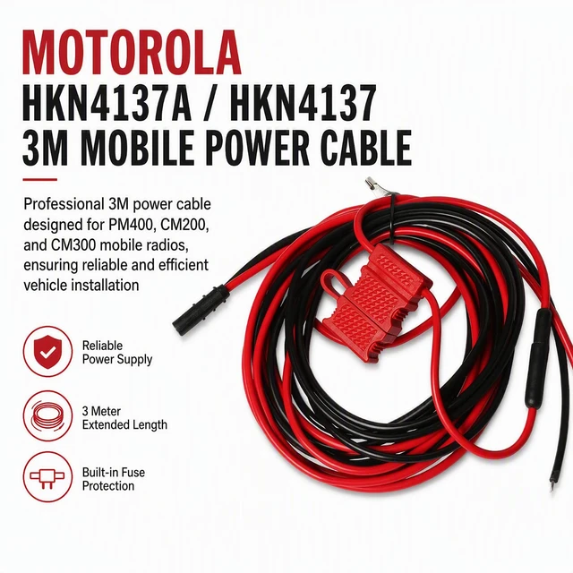 Alt view image 5 of 6 - 3M HKN4137A DC Power Cable Cord Wire for Motorola Mobile Radios For Motorola PM400 CM200 CM300 CDM750 CDM1250, HKN4137, Two Way Mobile Radios