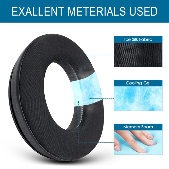 Alt view image 3 of 7 - Cooling Gel Ear Pads for Bose QC35 & QC35ii (QuietComfort 35) - Black