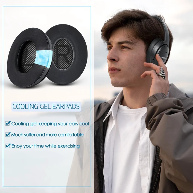 Alt view image 6 of 7 - Cooling Gel Ear Pads for Bose QC35 & QC35ii (QuietComfort 35) - Black