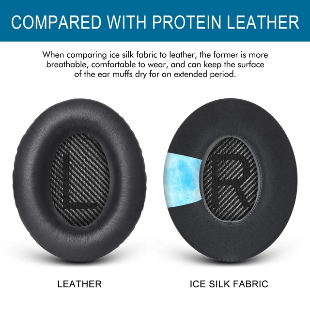 Alt view image 7 of 7 - Cooling Gel Ear Pads for Bose QC35 & QC35ii (QuietComfort 35) - Black