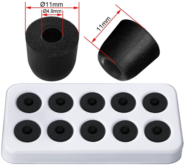 Alt view image 4 of 6 - Replacement Earphone Tips for Wireless TV Headsets, 5 Pairs Memory Foam Earbud Tips Compatible with SM-823, SM-823D Pro, SM-824D1, SM-824D2, SM-863D, SM-901TV (Black)