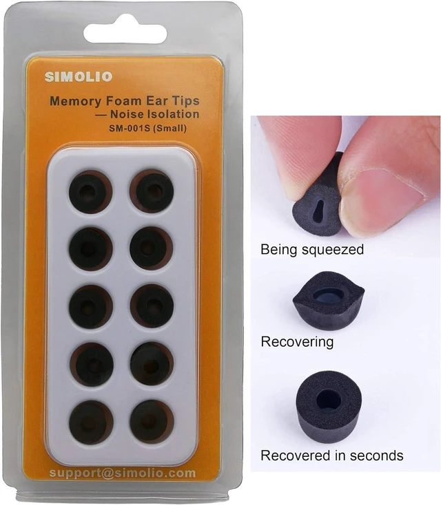 Alt view image 3 of 6 - Replacement Earphone Tips for Wireless TV Headsets, 5 Pairs Memory Foam Earbud Tips Compatible with SM-823, SM-823D Pro, SM-824D1, SM-824D2, SM-863D, SM-901TV (Black)