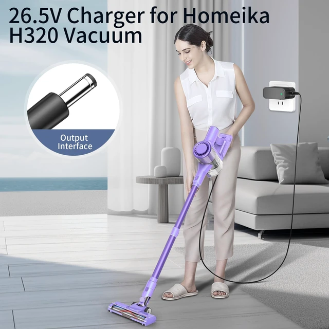 Alt view image 3 of 7 - 26.5V Power Cord for Homeika Cordless Vacuum Cleane, Power Supply Charger Replacement for Homeika H320 H 320 Cordless Powerful Suction Vacuum AC/DC Adapter