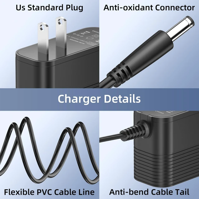 Alt view image 6 of 7 - 26.5V Power Cord for Homeika Cordless Vacuum Cleane, Power Supply Charger Replacement for Homeika H320 H 320 Cordless Powerful Suction Vacuum AC/DC Adapter