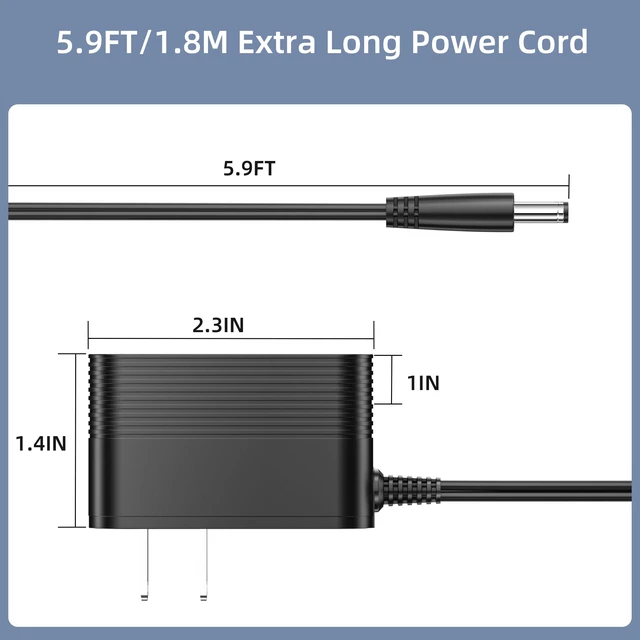 Alt view image 7 of 7 - 26.5V Power Cord for Homeika Cordless Vacuum Cleane, Power Supply Charger Replacement for Homeika H320 H 320 Cordless Powerful Suction Vacuum AC/DC Adapter