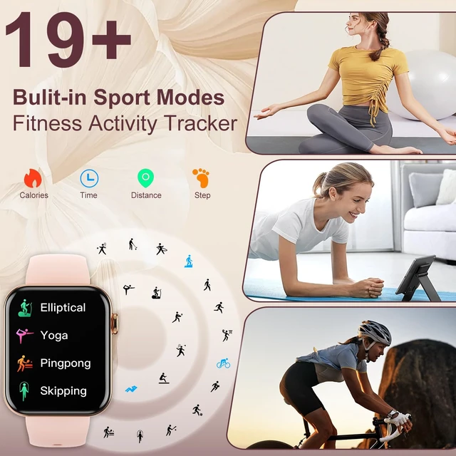 Alt view image 6 of 7 - Smart Watch for Women/Men: Bluetooth Calls, Fitness Tracker, 3 Bands - Gold Make/Answer Call, Sleep/Heart Rate/SpO2/Blood Pressure Monitor, IP68 Waterproof, 120+Sport Modes, 275mAh Battery, DIY Dials