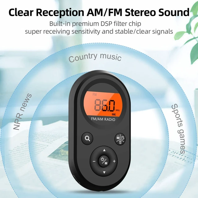 Alt view image 3 of 7 - MI01 Pocket Radio FM AM Portable Mini Radio USB C Rechargeable Long Battery Life, Auto Scan, Lock Key, Handheld, Backlight, Sleep Timer, Digital Mini Radio,for Walking, Racing Receiver