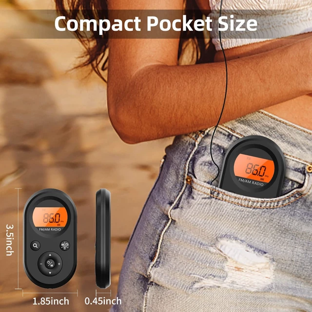Alt view image 4 of 7 - MI01 Pocket Radio FM AM Portable Mini Radio USB C Rechargeable Long Battery Life, Auto Scan, Lock Key, Handheld, Backlight, Sleep Timer, Digital Mini Radio,for Walking, Racing Receiver