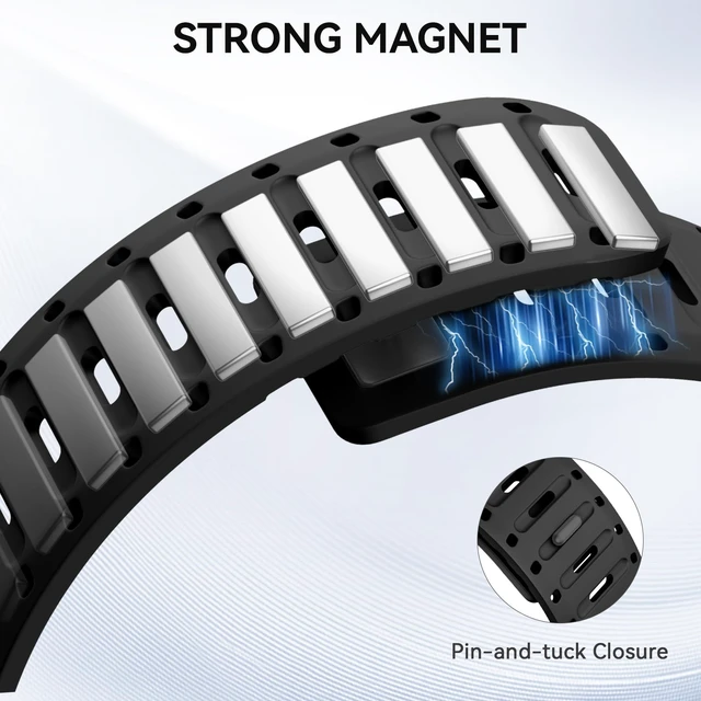 Alt view image 2 of 7 - 22mm Silicone Band for Coros Pace 4 3/APEX 4 42mm/Venu 4 45mm Venu 2 3/Vivoactive 4/Forerunner 265 255/Amazfit Active Max Magnetic Watch Strap