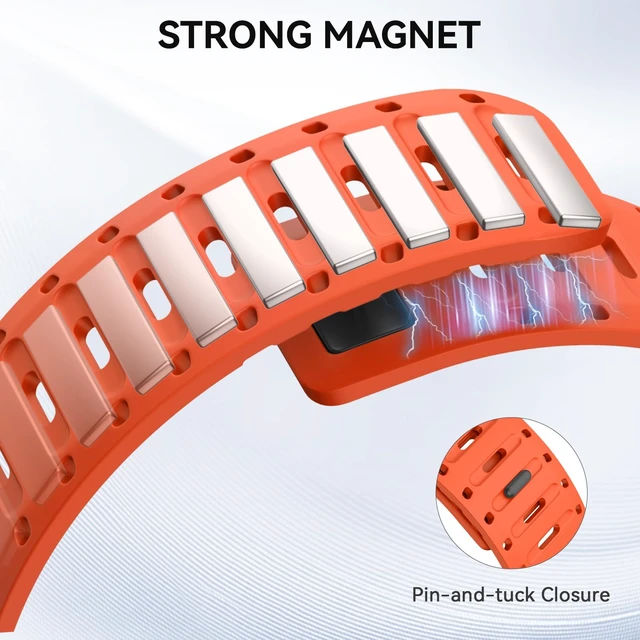 Alt view image 2 of 7 - 22mm Silicone Band for Coros Pace 4 3/APEX 4 42mm/Venu 4 45mm Venu 2 3/Vivoactive 4/Forerunner 265 255/Amazfit Active Max Magnetic Watch Strap