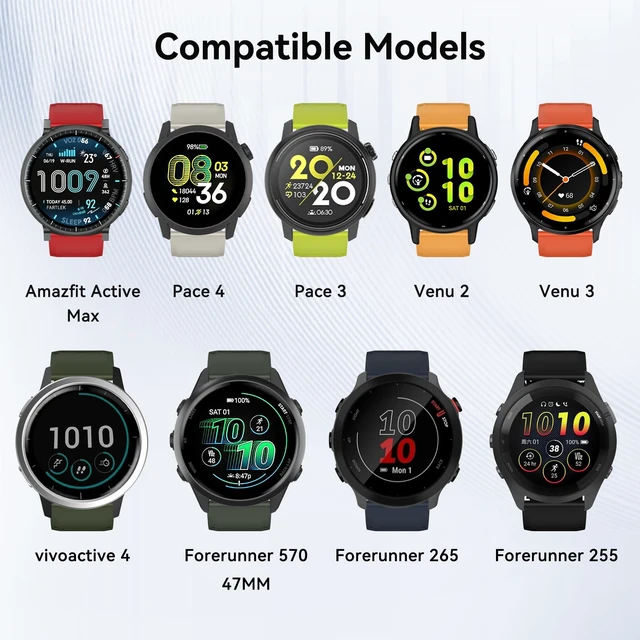 Alt view image 5 of 7 - 22mm Silicone Band for Coros Pace 4 3/APEX 4 42mm/Venu 4 45mm Venu 2 3/Vivoactive 4/Forerunner 265 255/Amazfit Active Max Magnetic Watch Strap