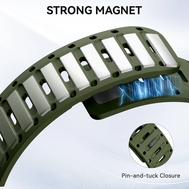 Alt view image 2 of 7 - 22mm Silicone Band for Coros Pace 4 3/APEX 4 42mm/Venu 4 45mm Venu 2 3/Vivoactive 4/Forerunner 265 255/Amazfit Active Max Magnetic Watch Strap