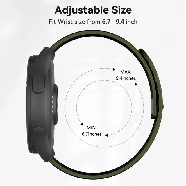 Alt view image 4 of 7 - 22mm Silicone Band for Coros Pace 4 3/APEX 4 42mm/Venu 4 45mm Venu 2 3/Vivoactive 4/Forerunner 265 255/Amazfit Active Max Magnetic Watch Strap
