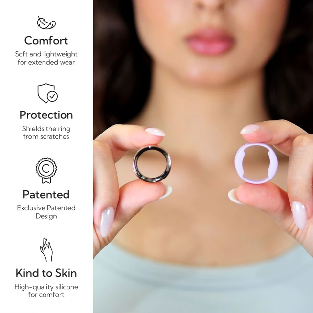 Alt view image 3 of 7 - Smart Ring Protector - SlimFit, Purple, Size M Slim Flexible Silicone Cover, Comfortable Fit for Smart Rings, Ideal for Workouts, Gym & Active Lifestyles, Patented Design