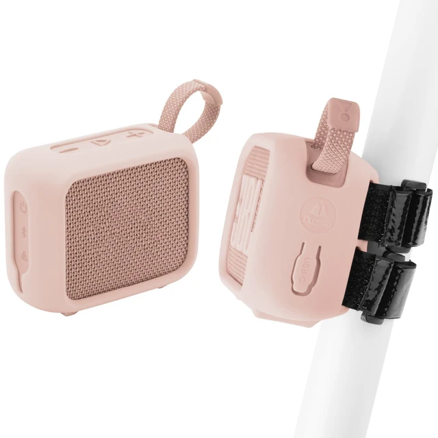 Main image of Silicone Case for JBL Go 4, Go 4 Protective Cover, Travel Carrying Pouch w Anti-Dust Charging Cover Speaker Mount Strap (Pink)