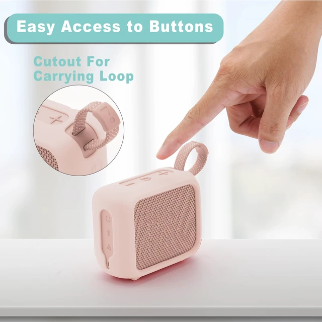 Alt view image 3 of 7 - Silicone Case for JBL Go 4, Go 4 Protective Cover, Travel Carrying Pouch w Anti-Dust Charging Cover Speaker Mount Strap (Pink)
