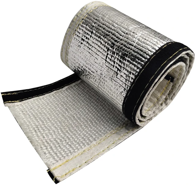 Main image of Heat Shroud 3/8" ID 3.2 ft Aluminized Sleeving Lightweight Aluminum Fiberglass Insulated Shield Sleeve for 3/8 OD Braided Hoses, Fuel Lines, Cables or Electrical Wiring Ultimate Heat Protection