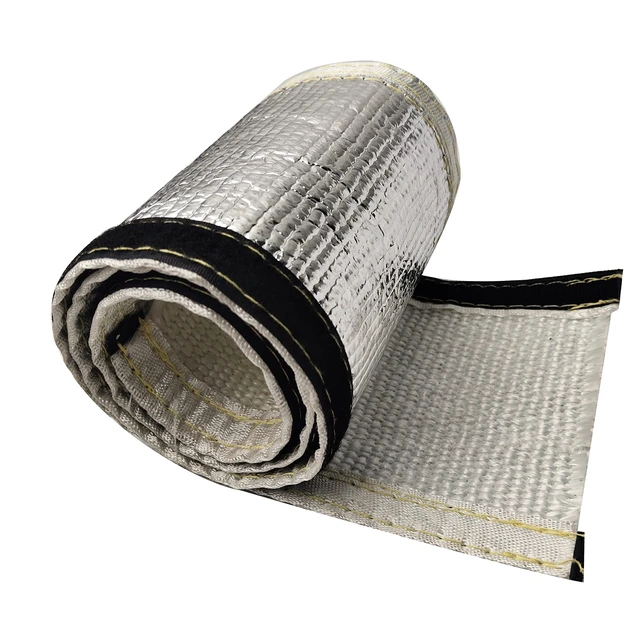 Alt view image 4 of 5 - Heat Shroud 3/8" ID 3.2 ft Aluminized Sleeving Lightweight Aluminum Fiberglass Insulated Shield Sleeve for 3/8 OD Braided Hoses, Fuel Lines, Cables or Electrical Wiring Ultimate Heat Protection