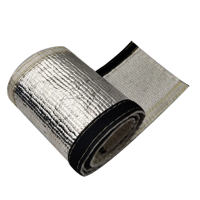 Alt view image 5 of 5 - Heat Shroud 3/8" ID 3.2 ft Aluminized Sleeving Lightweight Aluminum Fiberglass Insulated Shield Sleeve for 3/8 OD Braided Hoses, Fuel Lines, Cables or Electrical Wiring Ultimate Heat Protection