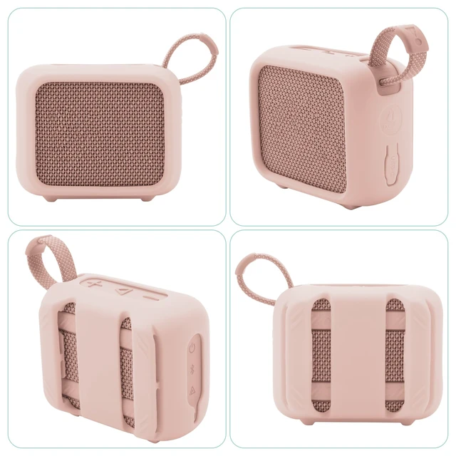 Alt view image 7 of 7 - Silicone Case for JBL Go 4, Go 4 Protective Cover, Travel Carrying Pouch w Anti-Dust Charging Cover Speaker Mount Strap (Pink)