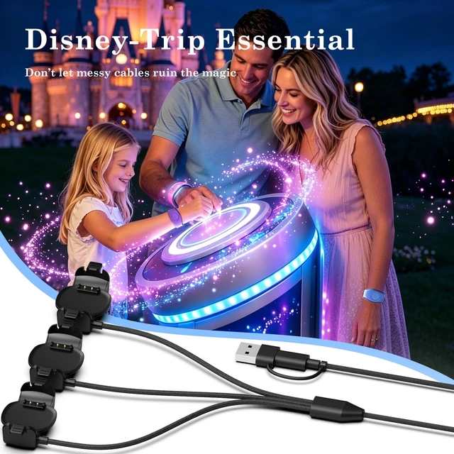 Alt view image 7 of 7 - 3-in-1 Charger Compatible with Disney-Magic Band Charger USB-C and USB-A, Portable Charger for MagicBand+Disney-Essentials