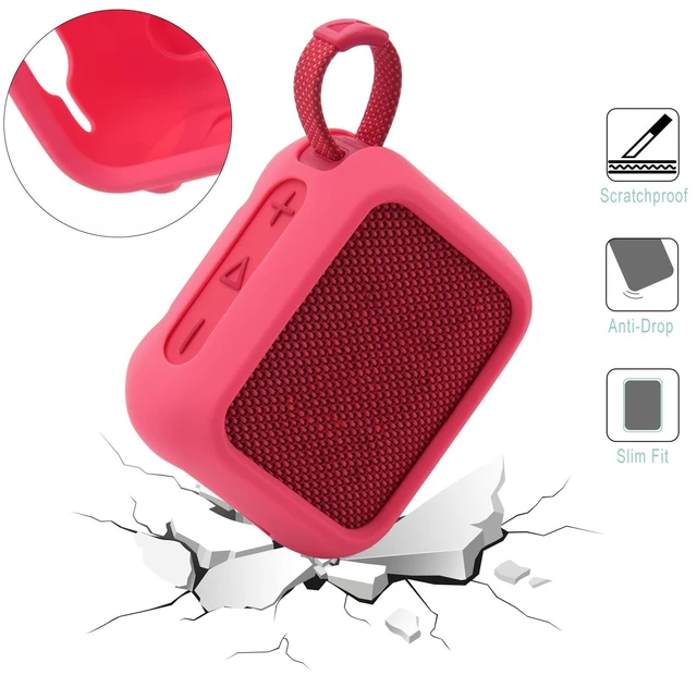 Alt view image 2 of 7 - Silicone Case for JBL Go 4, Go 4 Protective Cover, Travel Carrying Pouch w Anti-Dust Charging Cover Speaker Mount Strap (Red)
