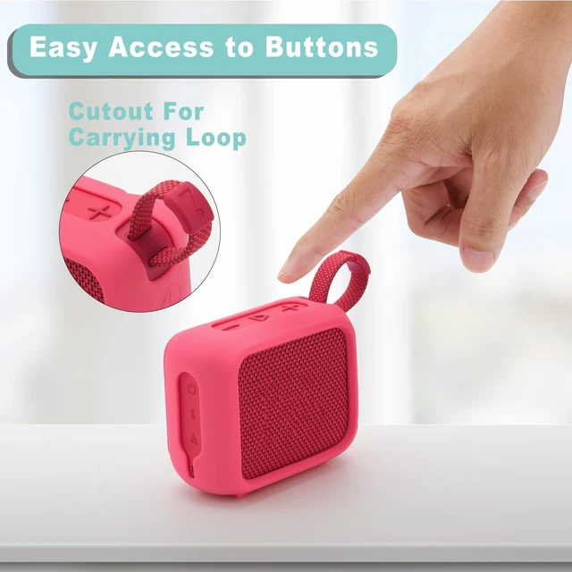 Alt view image 3 of 7 - Silicone Case for JBL Go 4, Go 4 Protective Cover, Travel Carrying Pouch w Anti-Dust Charging Cover Speaker Mount Strap (Red)