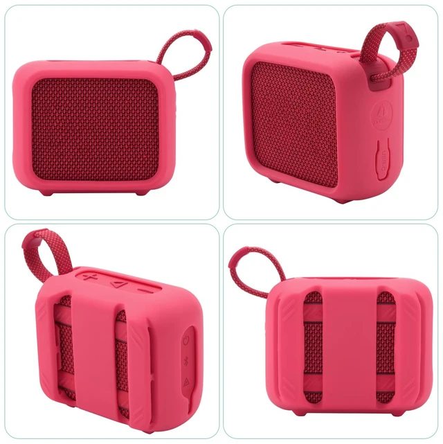 Alt view image 7 of 7 - Silicone Case for JBL Go 4, Go 4 Protective Cover, Travel Carrying Pouch w Anti-Dust Charging Cover Speaker Mount Strap (Red)