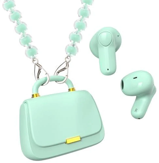 Main image of Wireless Earbuds with Mini Handbag Case, 22H Playtime, Sage Green Bluetooth 5.3, 13mm drivers, touch controls and DIY stickers for music, calls, travel, everyday wear and gifting