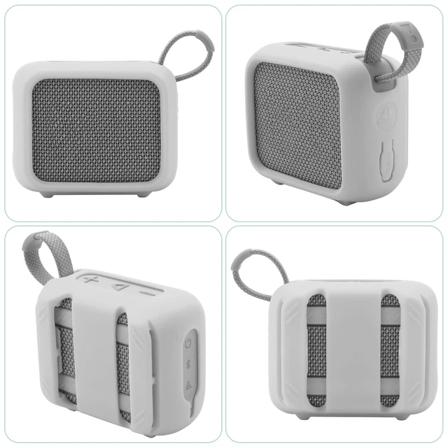 Alt view image 7 of 7 - Silicone Case for JBL Go 4, Go 4 Protective Cover, Travel Carrying Pouch w Anti-Dust Charging Cover Speaker Mount Strap (White)