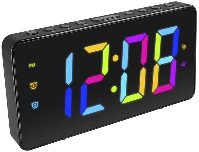 Main image of HX-160CR Alarm Clock Radio, 2.5 RGB Color Display (Black) FM Radio, Digital Clock, Dual Alarm, 2.5 RGB Color LED Display, Dimmer