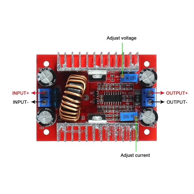 Alt view image 5 of 7 - 2pcs DC 400W 15A Step-up Boost Converter Constant Current Power Supply LED Driver DC8.5V-50V to DC10V-60V Voltage Charger Step Up Module for Electric Equipment
