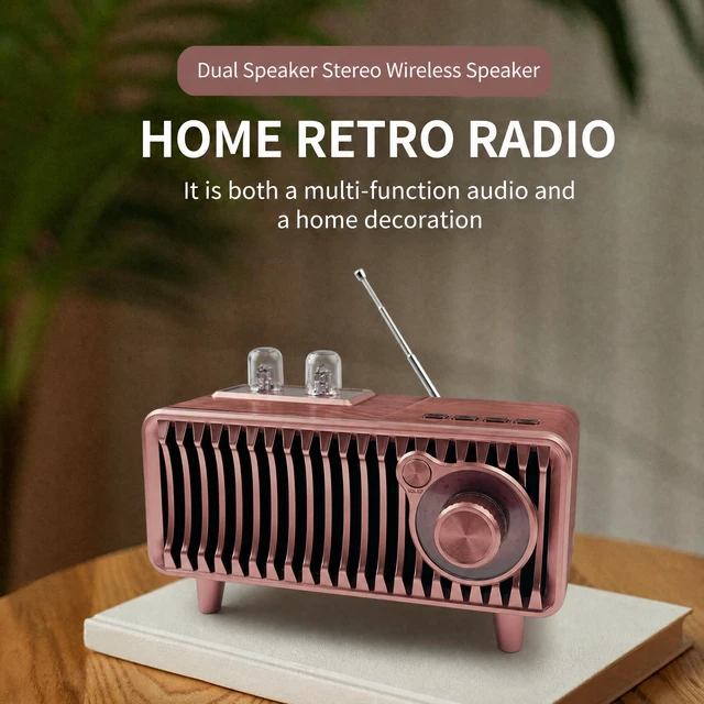 Alt view image 3 of 7 - Retro Bluetooth Speaker, Vintage Radio Rotary FM Radio 20W Dual Speakers Stereo,with U Disk/TF Card/Aux Music Player Function,Portable Wireless Speakers for Home, Office Decor (Walnut)