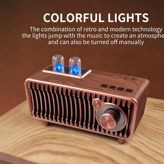 Alt view image 4 of 7 - Retro Bluetooth Speaker, Vintage Radio Rotary FM Radio 20W Dual Speakers Stereo,with U Disk/TF Card/Aux Music Player Function,Portable Wireless Speakers for Home, Office Decor (Walnut)