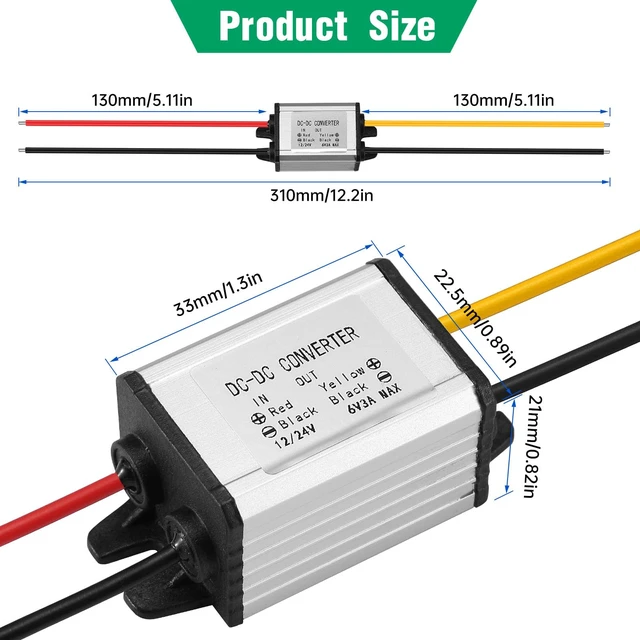Alt view image 3 of 7 - DC-DC Buck Converter 12/24V to 6V 3A 18W Step-Down Voltage Regulator Module Input 8-30V, Adapter, Power Supply & Transformer for Car, Truck, Robotics, LED Lighting and Motors