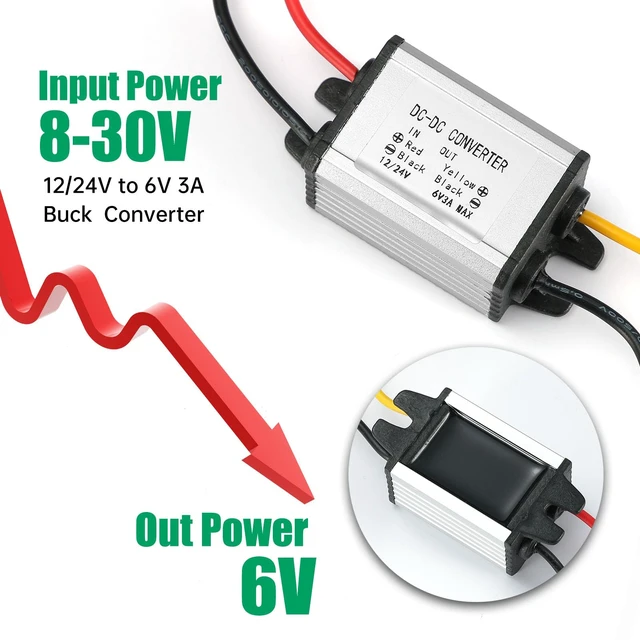 Alt view image 5 of 7 - DC-DC Buck Converter 12/24V to 6V 3A 18W Step-Down Voltage Regulator Module Input 8-30V, Adapter, Power Supply & Transformer for Car, Truck, Robotics, LED Lighting and Motors