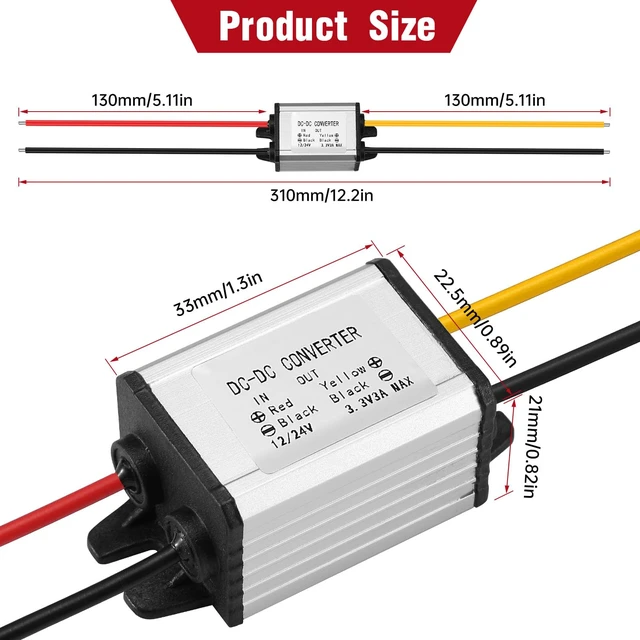 Alt view image 3 of 7 - DC-DC Buck Converter 12/24V to 3.3V 3A 9.9W Step-Down Voltage Regulator Input 8-30V, Adapter, Power Supply & Transformer for Robotics, Motor, Automotive and LED