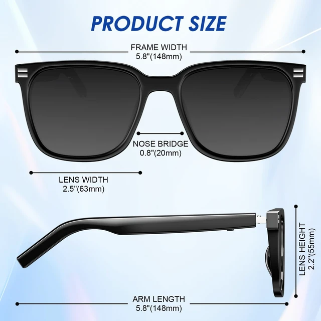 Alt view image 2 of 7 - Smart Glasses - Anti Blue Light & Photochromic Bluetooth Sunglasses, UV Protection, Hands-Free Calls & Audio, Voice Assistant for Men/Women