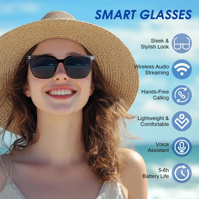 Alt view image 3 of 7 - Smart Glasses - Anti Blue Light & Photochromic Bluetooth Sunglasses, UV Protection, Hands-Free Calls & Audio, Voice Assistant for Men/Women