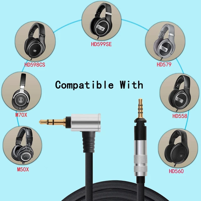 Alt view image 4 of 6 - Replacement Audio Upgrade Cable Compatible with Sennheiser HD598 HD598Cs HD560s HD598SE HD620S HD400PRO HD599 ATH-M50x M70x Headphones for Musicians Audiophiles 3.5mm