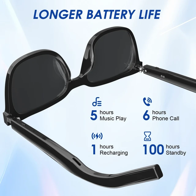 Alt view image 6 of 7 - Smart Glasses - Anti Blue Light & Photochromic Bluetooth Sunglasses, UV Protection, Hands-Free Calls & Audio, Voice Assistant for Men/Women