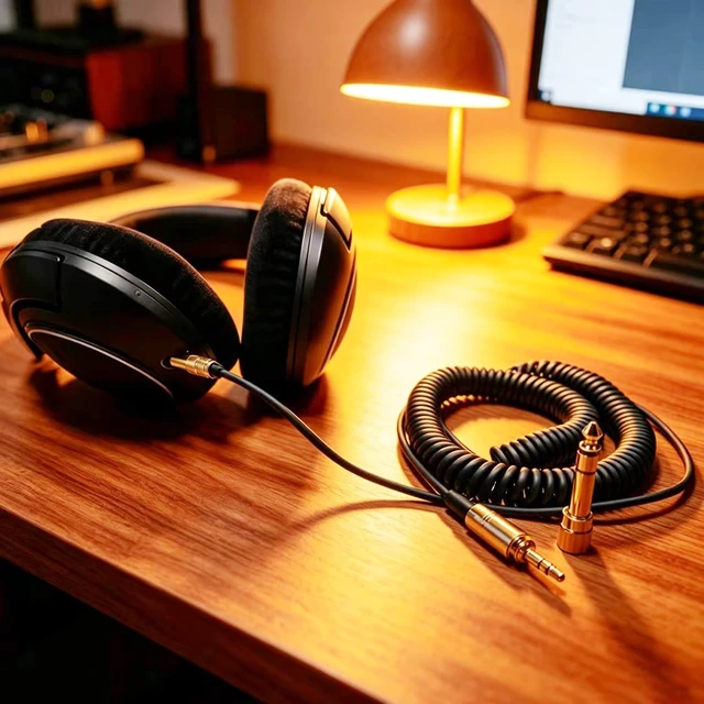 Alt view image 2 of 7 - Coiled Audio Upgrade Cable Compatible with Sennheiser HD598Cs HD560s HD598SE HD620S HD400PRO HD599 ATH-M50x M70x Headphones for Musicians Audiophiles 3.5mm with 6.35mm (1/4") Adapter