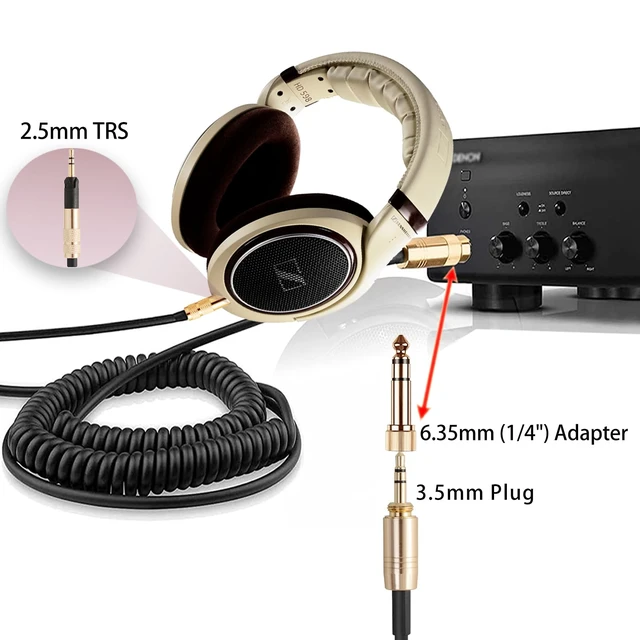 Alt view image 4 of 7 - Coiled Audio Upgrade Cable Compatible with Sennheiser HD598Cs HD560s HD598SE HD620S HD400PRO HD599 ATH-M50x M70x Headphones for Musicians Audiophiles 3.5mm with 6.35mm (1/4") Adapter