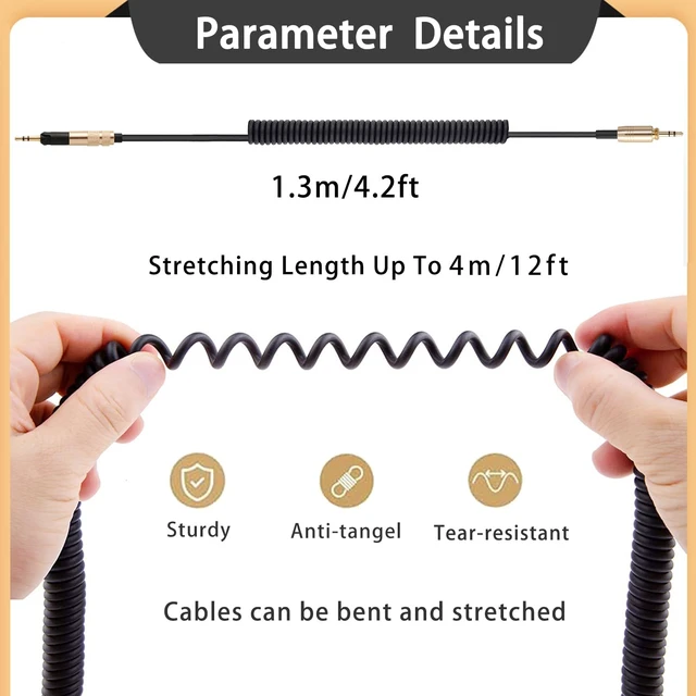 Alt view image 7 of 7 - Coiled Audio Upgrade Cable Compatible with Sennheiser HD598Cs HD560s HD598SE HD620S HD400PRO HD599 ATH-M50x M70x Headphones for Musicians Audiophiles 3.5mm with 6.35mm (1/4") Adapter