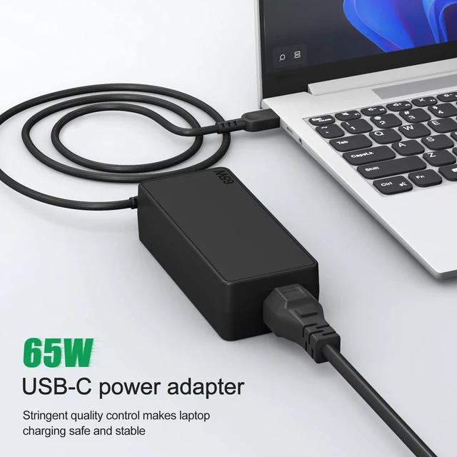 Alt view image 2 of 7 - 65W USB C Laptop Charger Compatible with Lenovo ThinkPad X1 Carbon Gen 6 7 8 9 X13 T14 T15 E14 E15 Yoga 7i 9i Thinkbook 13s 14 15 16 Plus G4/Chromebook C330 S330 Type C AC Adapter Power Cord