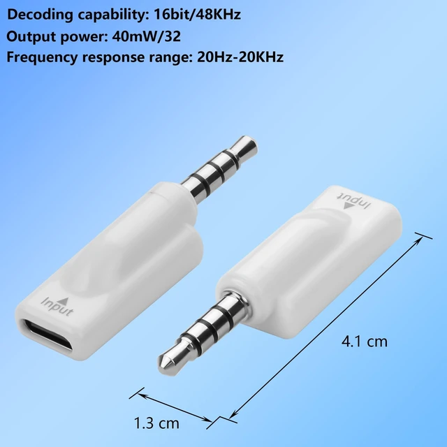 Alt view image 6 of 6 - 2 PCS USB C to 3.5mm Headphone Jack Adapter,Type C Female Input to Aux Male Output Digital Audio Converter for PC, Tablet, Laptop, Microphone, Speaker