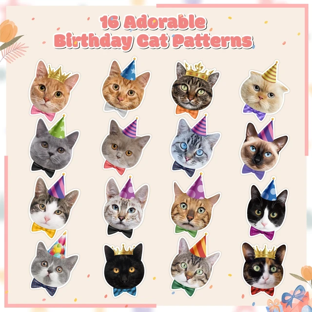 Alt view image 3 of 6 - Cute Cat Roll Stickers - 1000Pcs Happy Birthday Decals for Kids 16 Designs Cute Kitten, Funny Meme Vinyl Stickers, Waterproof, Birthday Party Favors, Crafts Laptop Guitar Luggage Home Decor
