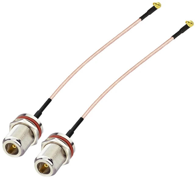 Main image of MMCX Male Right Angle to N Female 6inch RG316 Coaxial Cable 2Pcs N Type Female Pigtail Connector for RF Applications, SDR Radios, Instrumentation etc