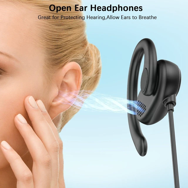 Alt view image 2 of 7 - Open Ear Headphone Over Ear Hook 3.5mm Wired Earbuds for Chromebook School Adjustable Hifi Jack Earphone Computer PC Headset with Mic for Samsung A15 for Moto G Stylus Power Pure Travel Airplane Kids